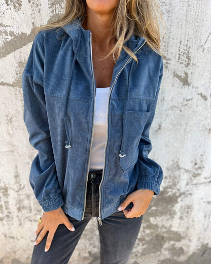 Ella™ | Corduroy hooded jacket with zip