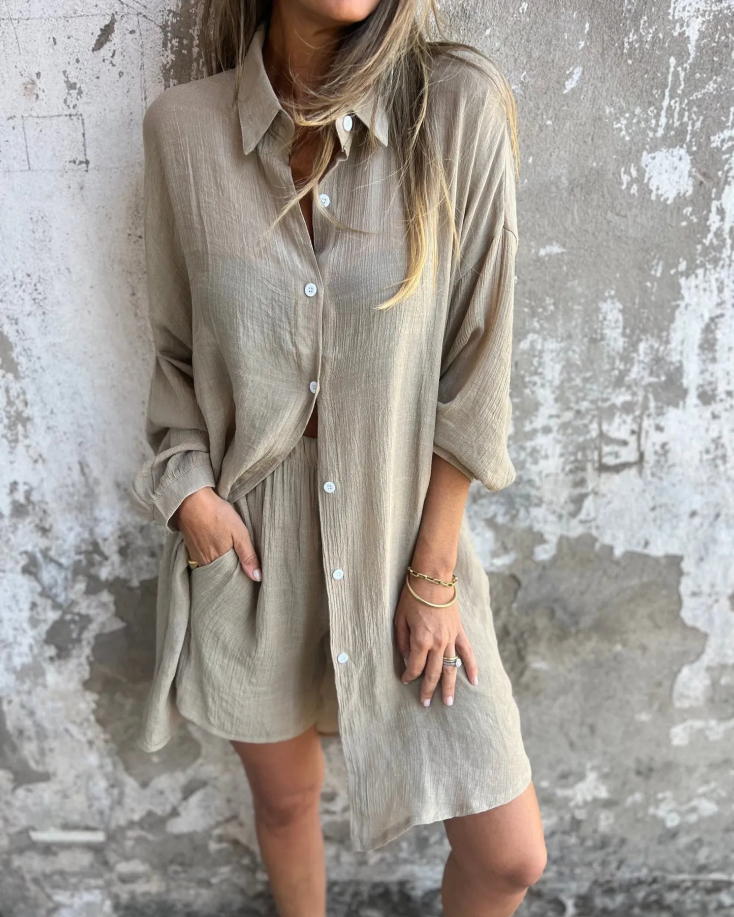 IZELA - CASUAL SHIRT &amp; SHORTS SET 