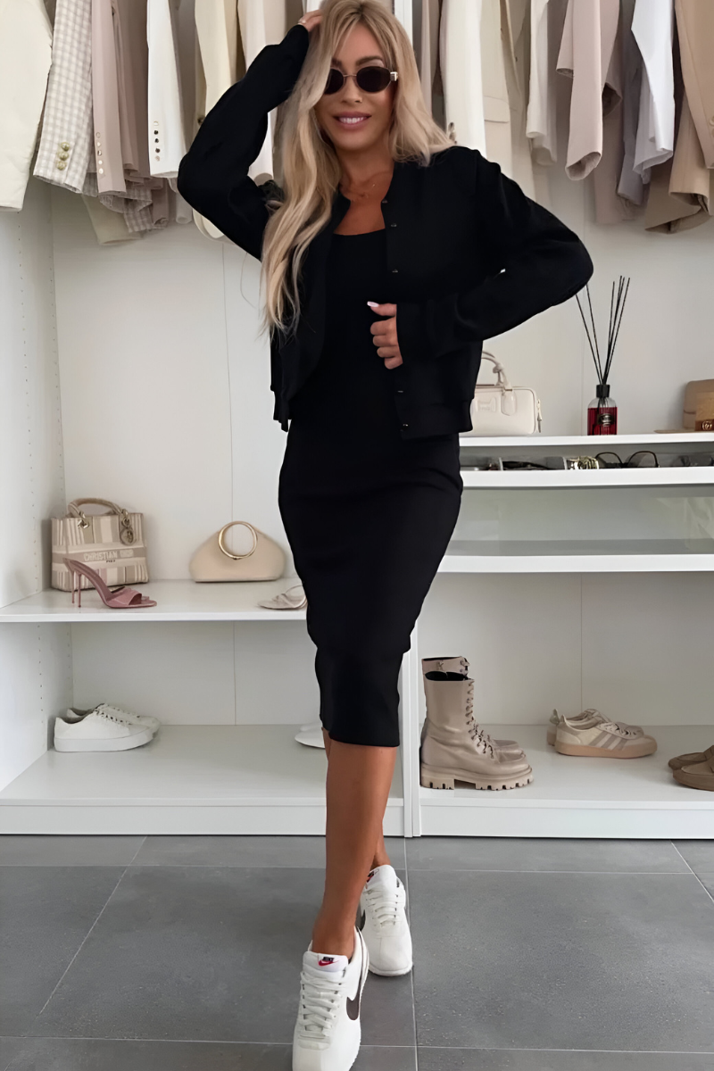 Manon™ | Comfortable Midi Dress &amp; Cardigan