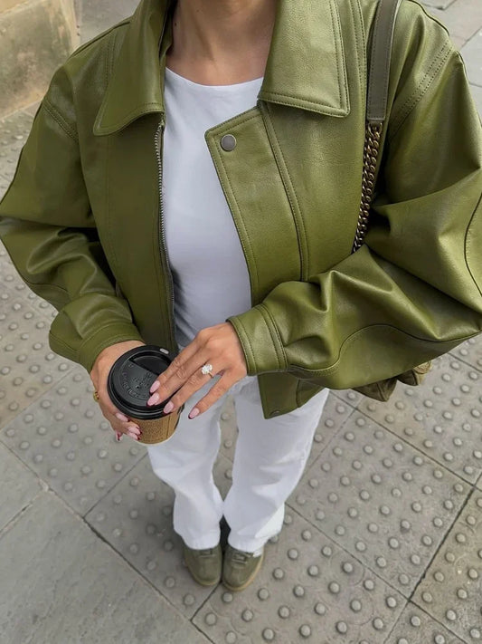 Simone - Oversized Leather Jacket